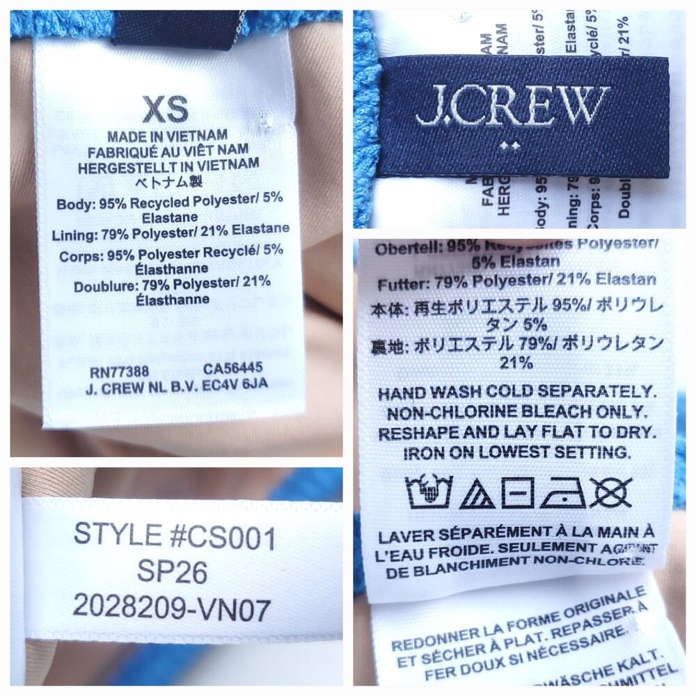J Crew Bikini Set 2 Piece Swimsuit 1 Shoulder Padded Top XS High Rise Bottom S - Picture 4 of 11